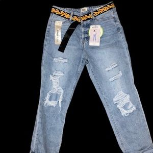SIMPLE SOCIETY STRAIGHT SUPER HIGH-RISE ROLL CUFF BUTTON FLY JEANS SIZE 9/29